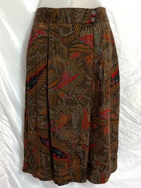 VTG 80s 90s Kenneth Gordon Paisley Wool Blend Midi Skirt sz 12